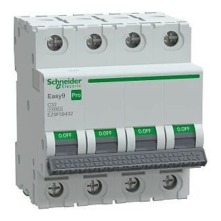 Schneider Electric EZ9F59432 Otomatik Sigorta, Easy9 Pro, 10kA, C-Eğrisi, 4-Kutup, 32A