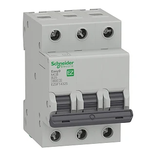 Schneider Electric EZ9F14325 Otomatik Sigorta, Easy9, 4,5kA, B-Eğrisi, 3-Kutup, 25A