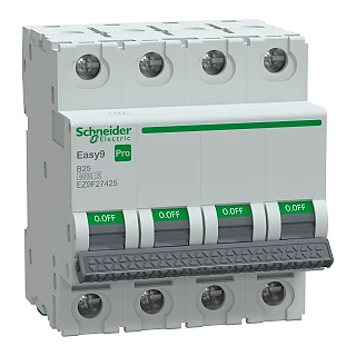 Schneider Electric EZ9F27425 Otomatik Sigorta, Easy9 Pro, 6kA, B-Eğrisi, 4-Kutup, 25A