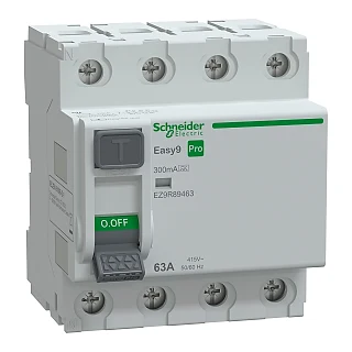 Schneider Electric EZ9R89463 Kaçak Akım Koruma Rölesi, Easy9 Pro, A Tipi, 300mA, 4-Kutup, 63A