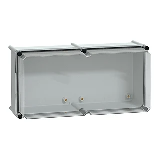 Schneider Electric NSYPLS2754AG PLS kutu, polyester arka, şeffaf PC kapak IP66 27x54x23cm