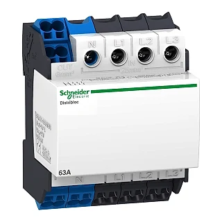 Schneider Electric LVS04040 Dağıtım bloğu, Linergy DX, 4P, 63A, 4 Modül, 24 delik, hızlı bağlantı üst kısmı