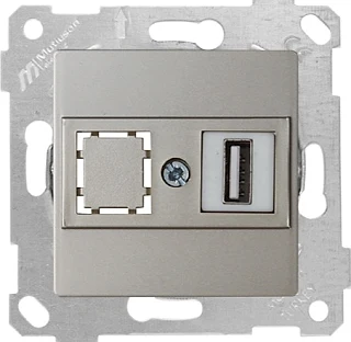 Mutlusan 2200 455 0183 Rita Mek+Tuş Data Prizi 1*USB Titanyum
