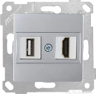 Mutlusan 2200 459 0182 Rita Mek+Tuş Data Prizi 1*USB/1*HDMI İnox