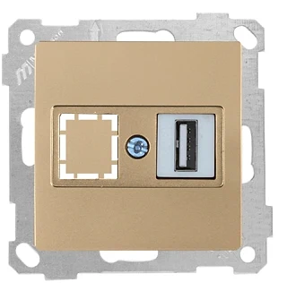 Mutlusan 2100 455 0180 Mek+Tuş Data Prizi 1*USB Antik Altın