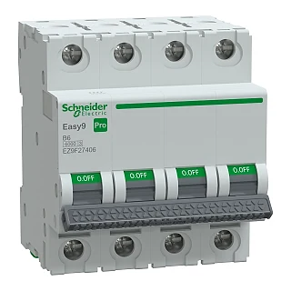 Schneider Electric EZ9F27406 Otomatik Sigorta, Easy9 Pro, 6kA, B-Eğrisi, 4-Kutup, 6A