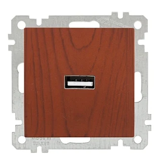 Mutlusan 2100 448 0156 Mek+Tuş Tekli USB Şarj Prizi Kiraz