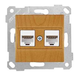 Mutlusan 2200 141 0158 Rita Mek+Tuş Data Prizi 2*RJ45 CAT6 Meşe