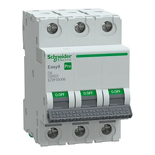 Schneider Electric EZ9F59306 Otomatik Sigorta, Easy9 Pro, 10kA, C-Eğrisi, 3-Kutup, 6A