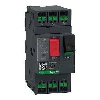 Schneider Electric GV2ME01A Motor koruma şalteri, TeSys Deca, 3P, AC‑3/AC‑3e, 0.1–0.16 A, termik-manyetik, snap-in terminalli