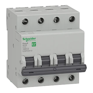 Schneider Electric EZ9F34410 Otomatik Sigorta, Easy9, 4,5kA, C-Eğrisi, 4-Kutup, 10A
