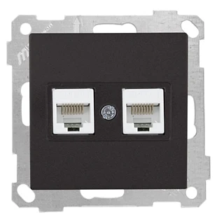 Mutlusan 2100 138 0184 Mek+Tuş Data Prizi 2*RJ45 CAT5E Siyah