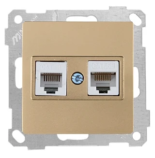 Mutlusan 2100 139 0180 Tlf+Data Priz RJ11+CAT5E Antik Altın