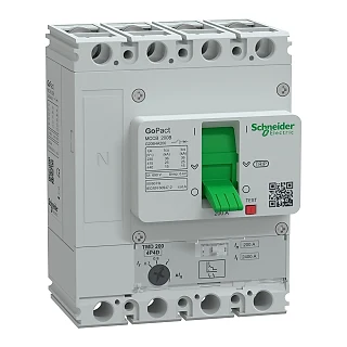 Schneider Electric G20B4A200 Kompakt şalter, GoPact MCCB 200, 4 kutuplu, 25 kA (415 V AC), 200 A, TMD koruma ünitesi, ayarlı