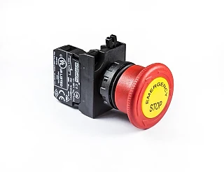 EMAS CP200EE CP Serisi Plastik 1NC Acil Stop 40 mm Çevirmeli Etiketli Kırmızı 22 mm Buton