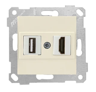 Mutlusan 2200 459 0102 Rita Mek+Tuş Data Prizi 1*USB/1*HDMI Krem