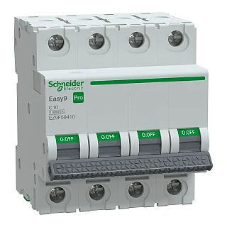 Schneider Electric EZ9F59410 Otomatik Sigorta, Easy9 Pro, 10kA, C-Eğrisi, 4-Kutup, 10A