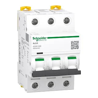 Schneider Electric A9F84363 Otomatik Sigorta, Acti9, 10kA, C-Eğrisi, 3-Kutup, 63A