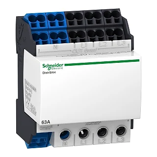 Schneider Electric LVS04041 Dağıtım bloğu, Linergy DX, 4P, 63A, 4 Modül, 24 delik, hızlı bağlantı tabanı