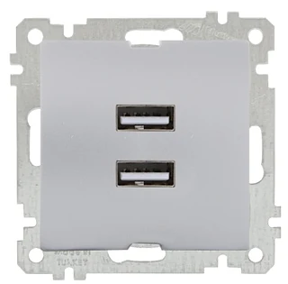 Mutlusan 2100 449 0182 Mek+Tuş İkili USB Şarj Prizi İnox