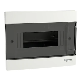 Schneider Electric EZ9EUE108 Modüler Sigorta Kutusu, Easy9 EU, Sıva-altı, 1 Sıra x 8 Modül, Siyah Şeffaf Kapak