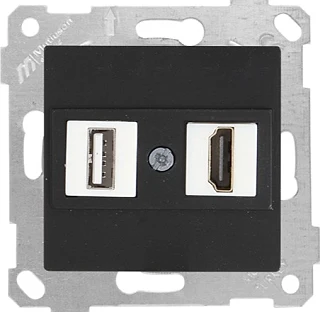 Mutlusan 2200 459 0184 Rita Mek+Tuş Data Prizi 1*USB/1*HDMI Siyah