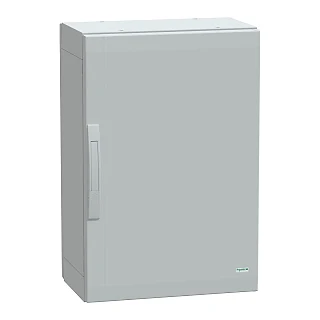 Schneider Electric NSYPLA753G Yer standı polyester kutu, Thalassa PLA, düz kapı, tamamen mühürlü, 750x500x320mm, IP65, IK10