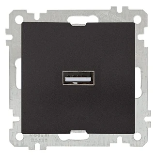Mutlusan 2100 448 0184 Mek+Tuş Tekli USB Şarj Prizi Siyah