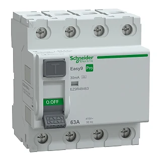 Schneider Electric EZ9R49463 Kaçak Akım Koruma Rölesi, Easy9 Pro, A Tipi, 30mA, 4-Kutup, 63A