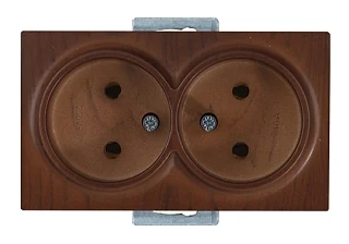Mutlusan 2100 201 0257 Mek+Tuş İkili Topraksız Priz Porselen Ceviz