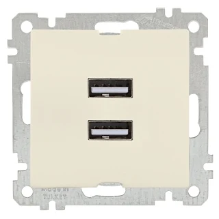 Mutlusan 2100 449 0102 Mek+Tuş İkili USB Şarj Prizi Krem