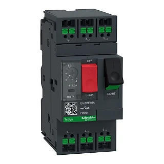 Schneider Electric GV2ME10A Motor koruma şalteri, TeSys Deca, 3P, AC‑3/AC‑3e, 4–6.3 A, termik-manyetik, snap-in terminalli