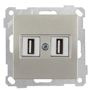 Mutlusan 2100 456 0183 Mek+Tuş Data Prizi 2*USB Titanyum