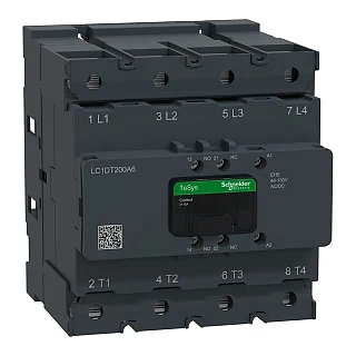 Schneider Electric LC1DT200A6EHE Kontaktör, Tesys Deca Advanced, 4P(4NO), AC-1, <=440V, 200A, 48-130V AC/DC bobin, bağlantı uçları: halka tipi veya bara tipi