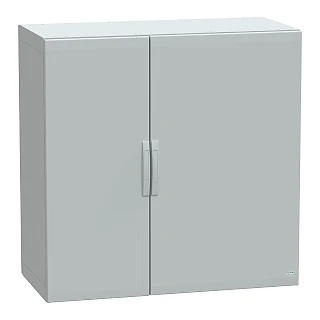 Schneider Electric NSYPLA12126G Ayaklı polyester muhafaza, Thalassa PLA, düz kapı, tamamen kapalı, 1250x1250x620mm, IP65, IK10
