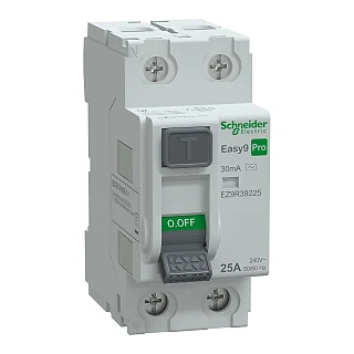 Schneider Electric EZ9R39225 Kaçak Akım Koruma Rölesi, Easy9 Pro, AC Tipi, 30mA, 2-Kutup, 25A