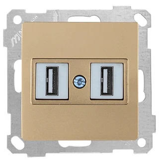 Mutlusan 2100 456 0180 Mek+Tuş Data Prizi 2*USB Antik Altın