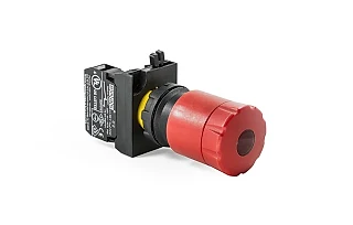 EMAS CP200ECS30 CP Serisi Plastik 1NC Acil Stop 30 mm Çekmeli Işıklı Kırmızı 22 mm Buton