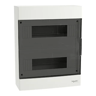 Schneider Electric EZ9EUG212 Modüler Sigorta Kutusu, Easy9 EU, Sıva-üstü, 2 Sıra x 12 Modül, Siyah Şeffaf Kapak