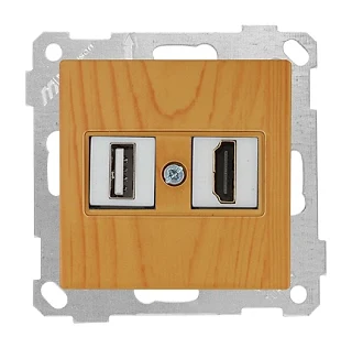 Mutlusan 2100 459 0158 Mek+Tuş Data Prizi 1*USB/1*HDMI Meşe