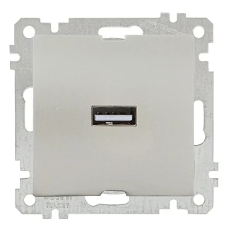 Mutlusan 2100 448 0183 Mek+Tuş Tekli USB Şarj Prizi Titanyum