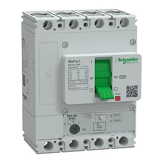 Schneider Electric G20F4A200 Kompakt şalter, GoPact MCCB 200, 4 kutuplu, 36 kA (415 V AC), 200 A, TMD koruma ünitesi, ayarlı