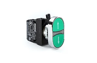 EMAS CM101K20YYOK CM Serisi Metal 2NO Çiftli Düz Yeşil-Yeşil (Ok) İşareti Baskılı 22 mm Buton