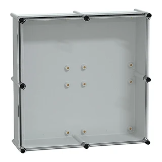 Schneider Electric NSYPLS5454G PLS kutusu, polyester arka, şeffaf PC kapağı IP66 54x54x18cm