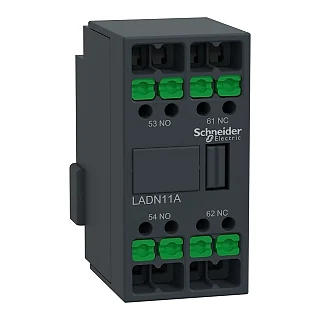 Schneider Electric LADN11A Yardımcı kontak bloğu, TeSys Deca, 1NO + 1NC, önden montajlı, snap-in terminalli