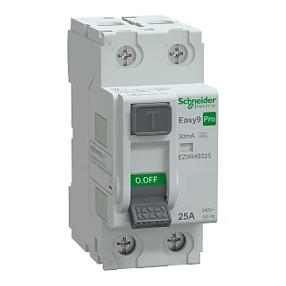 Schneider Electric EZ9R49225 Kaçak Akım Koruma Rölesi, Easy9 Pro, A Tipi, 30mA, 2-Kutup, 25A