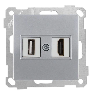 Mutlusan 2100 459 0182 Mek+Tuş Data Prizi 1*USB/1*HDMI İnox